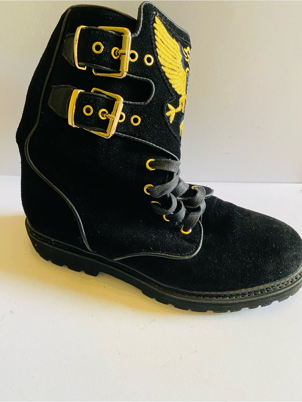🛍️Balmain Authentic Black Suede Eagle Ranger Combat Boots - Picture 13 of 15